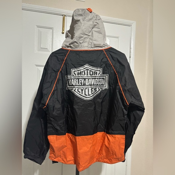 VTG Harley-Davidson Men's  Street Rain Suit, Rainwear Black/Orange. 98246-06VW - Picture 1 of 10